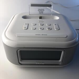 iHome Stereo FM Clock Radio/iPhone Dock w/ Lightning Hookup, Black iPL23 tested
